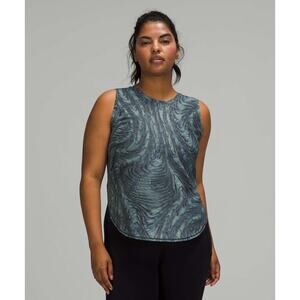 Lululemon High Neck Split Hem Run Tank Dimensional Icing Blue Multi size 6